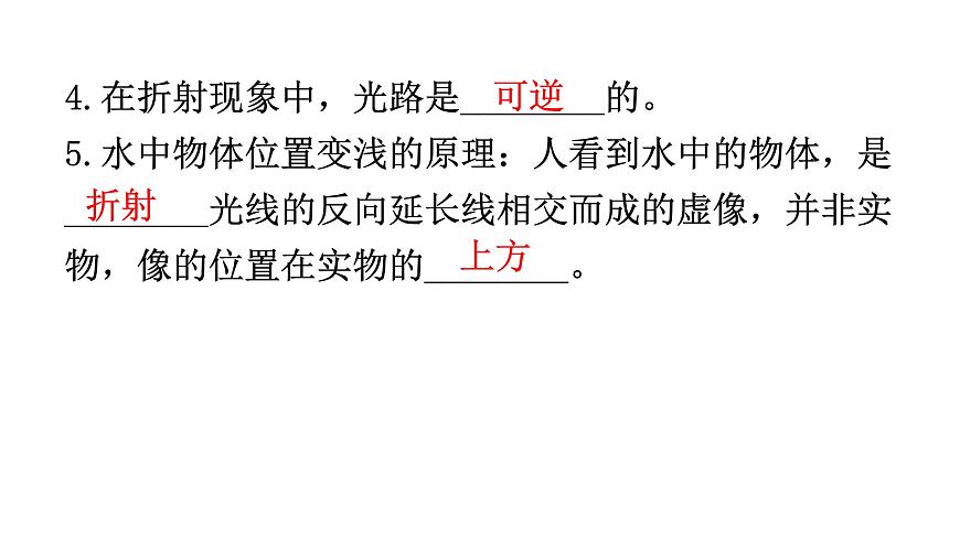 人教版中考物理復習第四章光現象第二課時光的折射光的色散、看不見的光教學課件第8頁