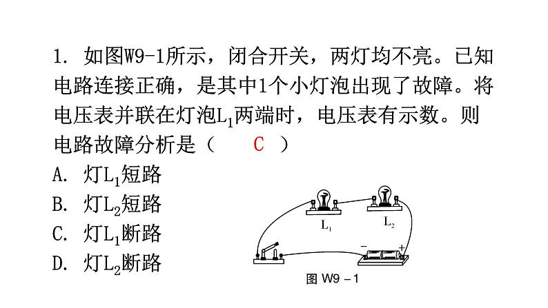 人教版中考物理复习微专题9电路故障分析课件第2页