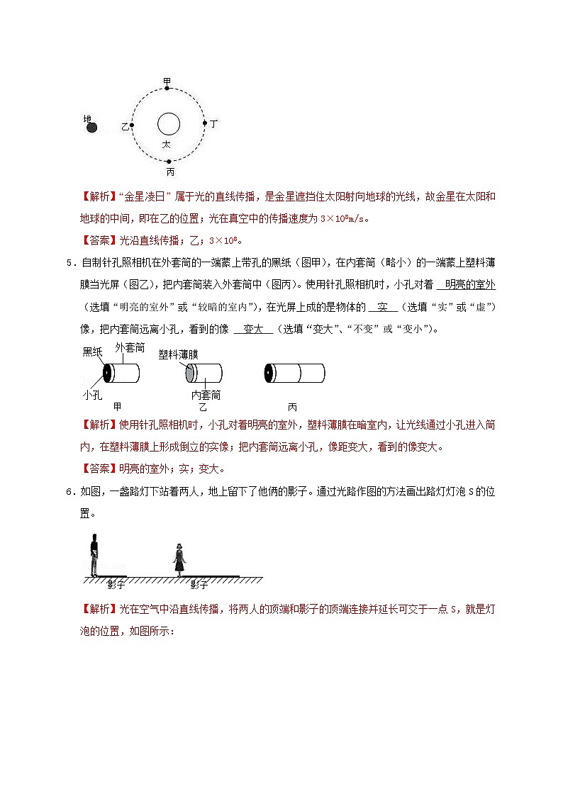 中考物理一轮复习知识点梳理分层训练第4章 光现象(含解析)03
