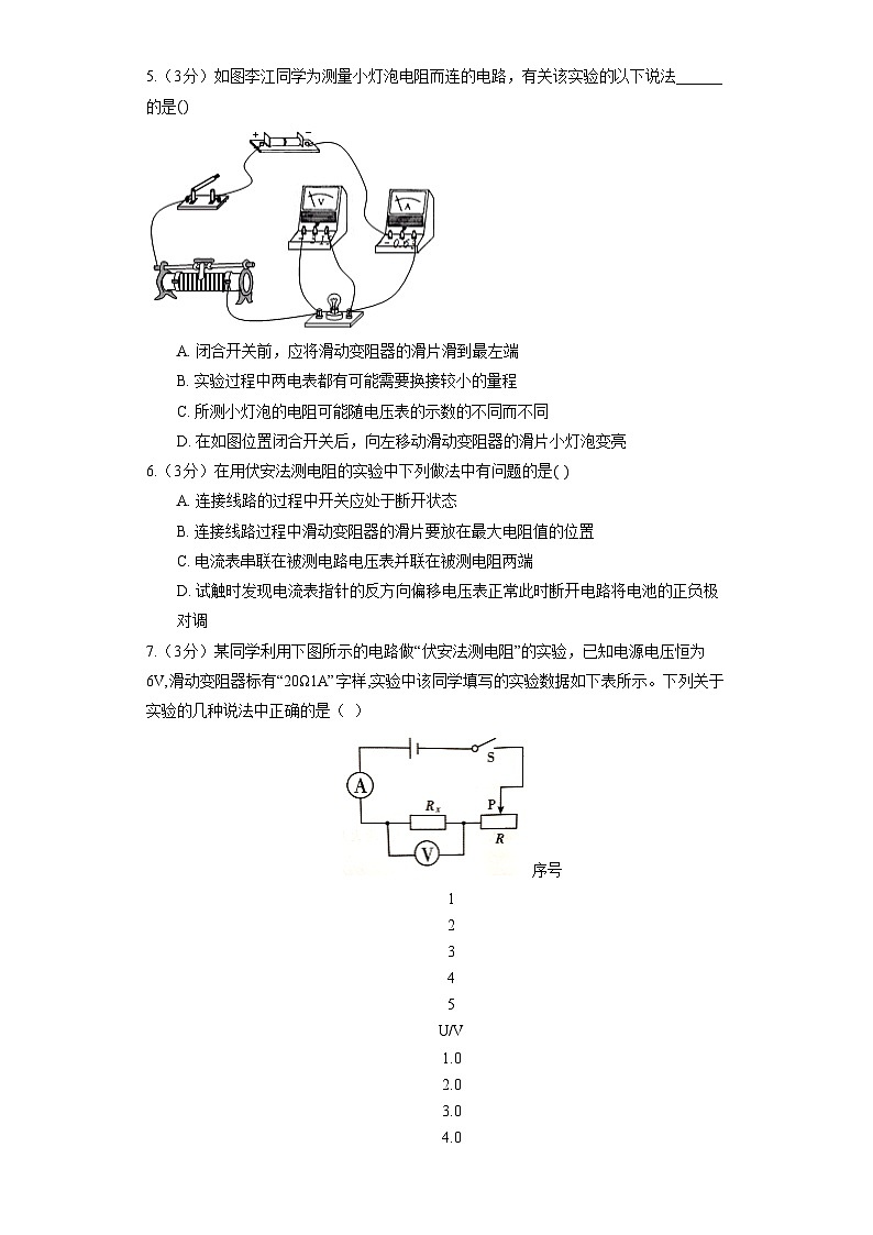 人教版物理九年級(jí)全冊(cè)《17.3 電阻的測(cè)量》同步練習(xí)第2頁