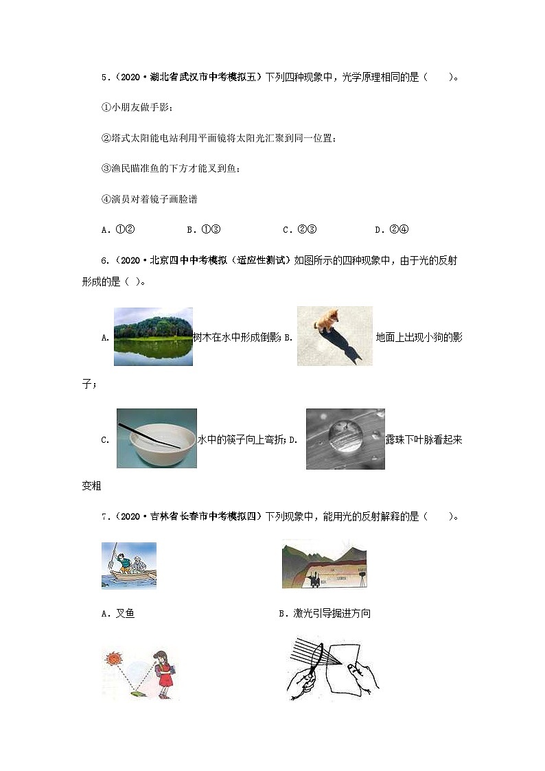 (辅导班专用)九年级物理寒假讲义 专题02 光现象(跟踪练习)(含解析)02
