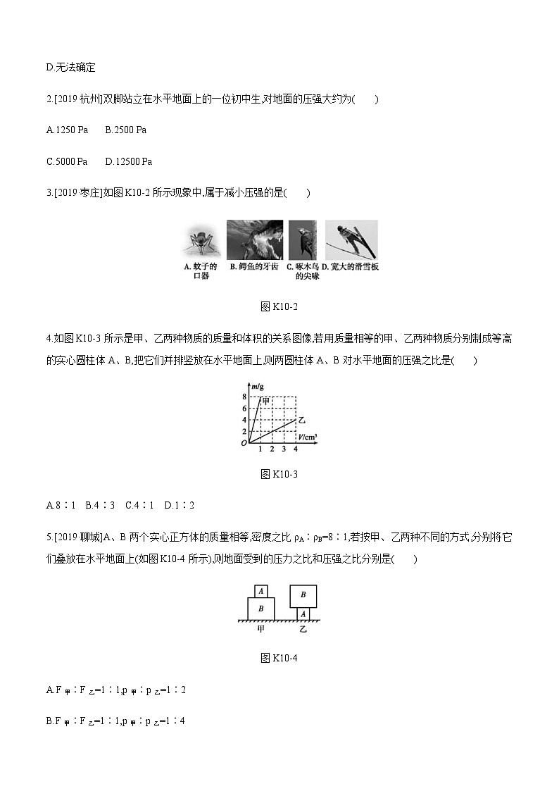 中考物理一轮复习课时突破训练10 压强 (含解析)第2页