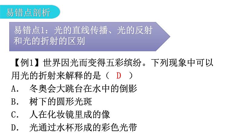人教版八年级物理上册第四章章末复习四光现象教学课件第4页