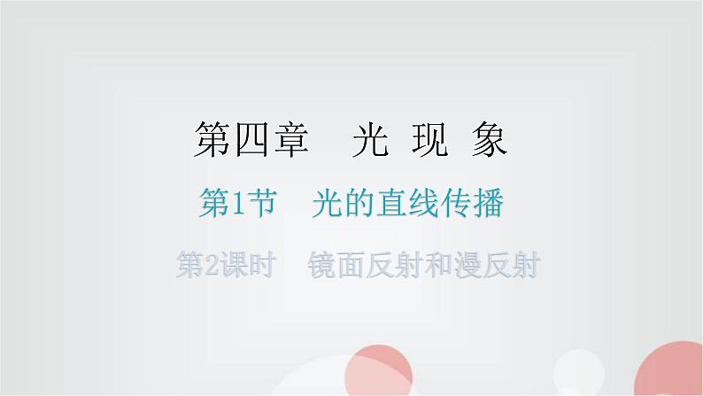 人教版八年级物理上册第四章第2节光的反射第2课时镜面反射和漫反射分层作业课件第1页