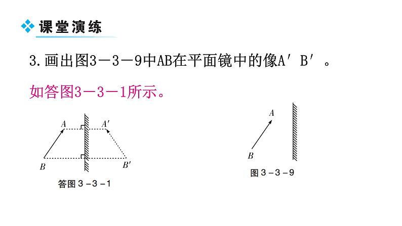 粤教沪科版八年级上册物理第三章3-3探究平面镜成像特点第二课时教学课件第7页