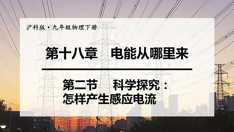 沪科版九年级物理第18章电能从哪里来第2节 科学探究:怎样产生感应电流教学课件第1页