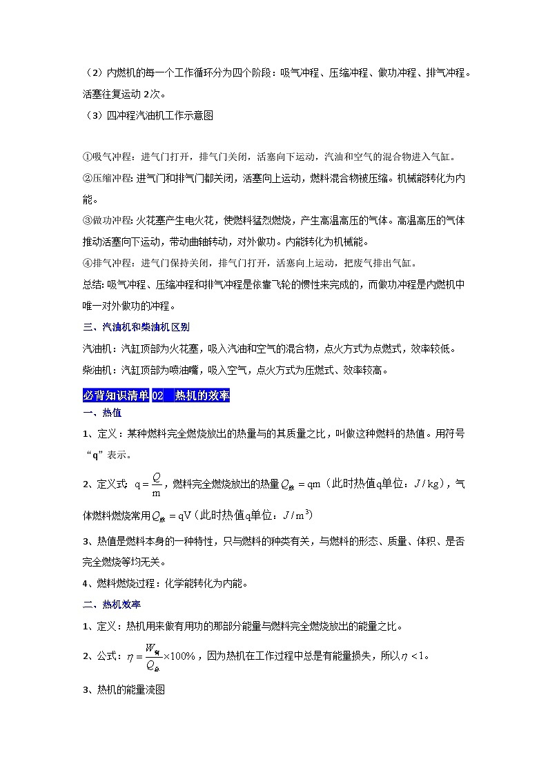 【期中单元考点讲义】(人教版)2023-2024学年九年级物理全册 第14章 内能的利用单元讲义(原卷版)第2页