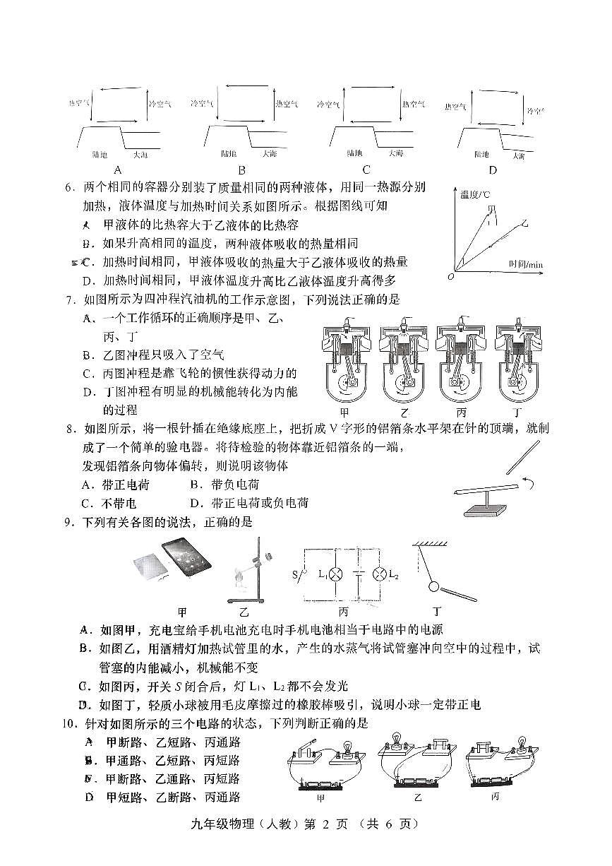 山西省朔州市多校2023-2024學(xué)年九年級上學(xué)期階段練習(xí)(一)月考物理試題第2頁