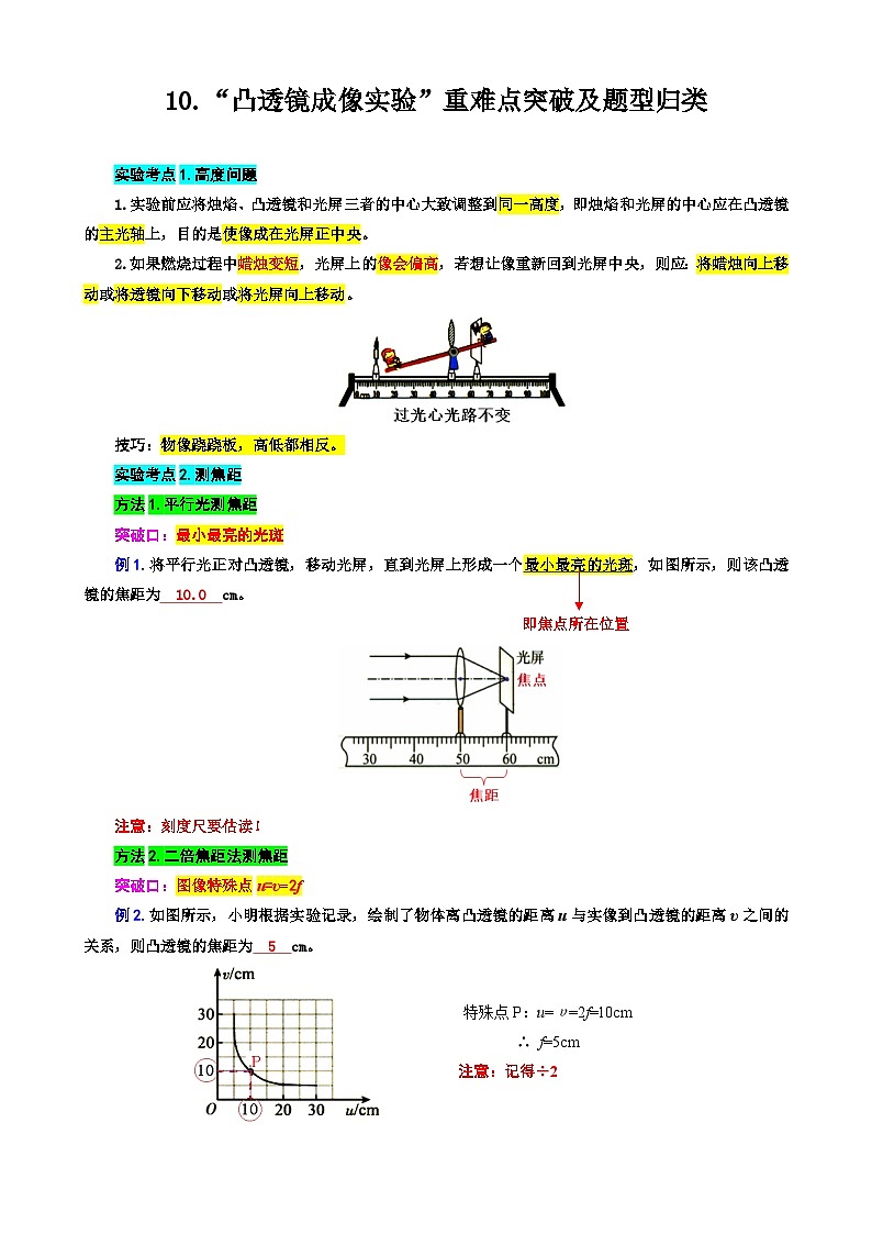 2024年中考物理复习------10.“凸透镜成像实验”重难点突破及题型归类(全国通用)第1页