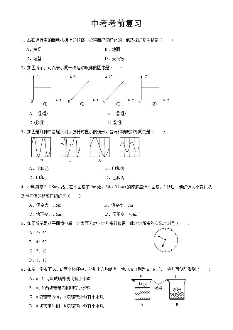 人教版初中物理复习试题-中考考前复习第1页
