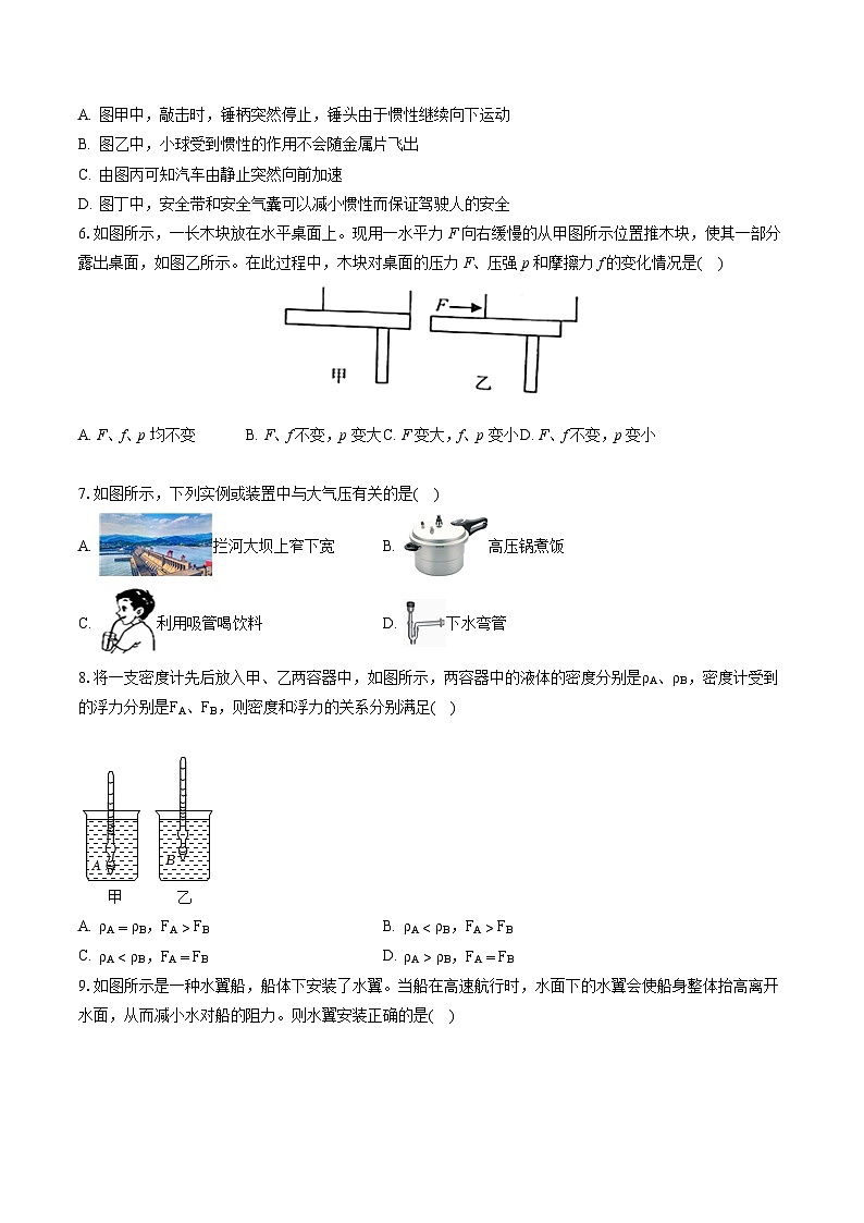 2022-2023学年河北省沧州市肃宁五中八年级(下)期末物理试卷(含答案解析)第2页