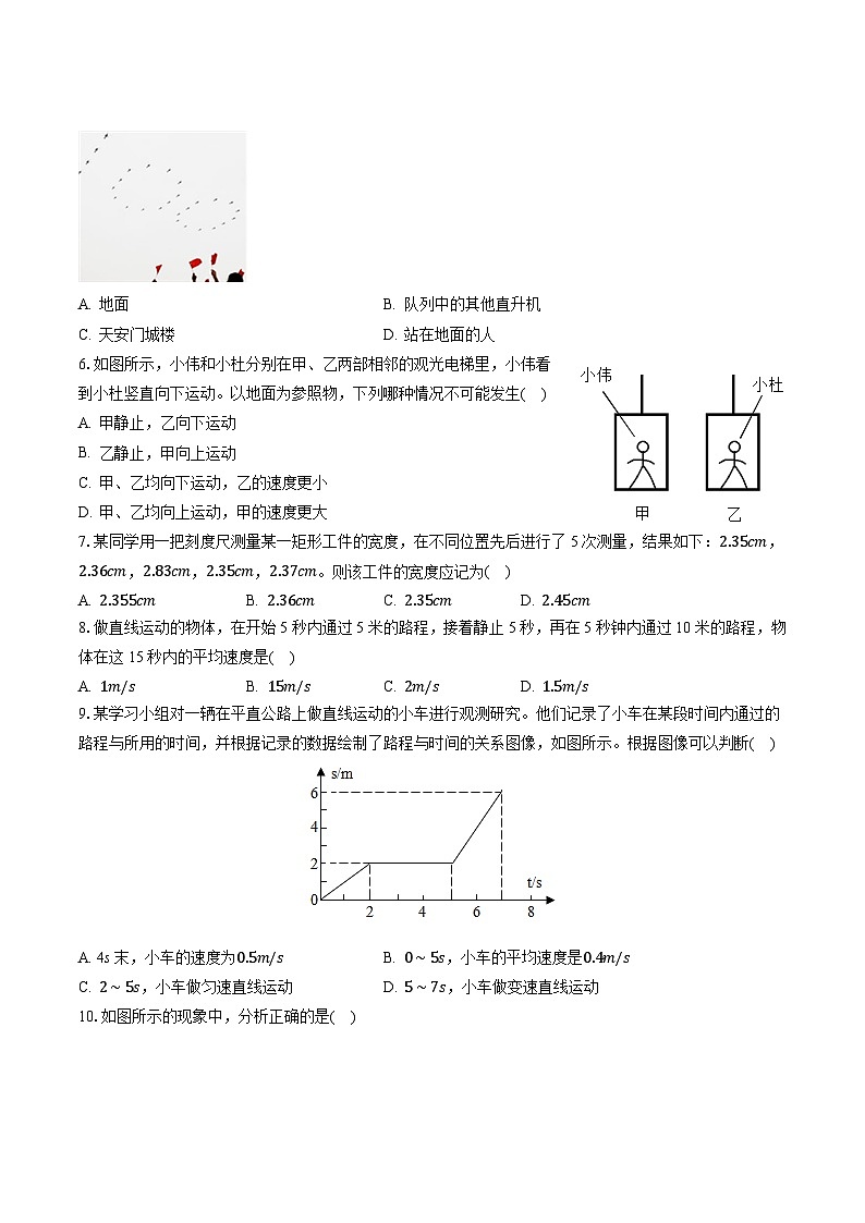 山东省聊城市莘县甘泉学校2023-2024学年八年级上学期第一次月考物理试卷第2页