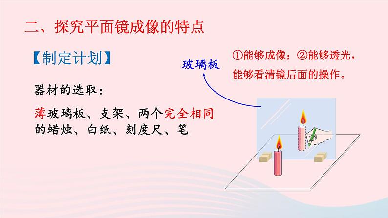 第五章光现象第三节学生实验:探究__平面镜成像的特点课件(北师大版八年级物理上册)07