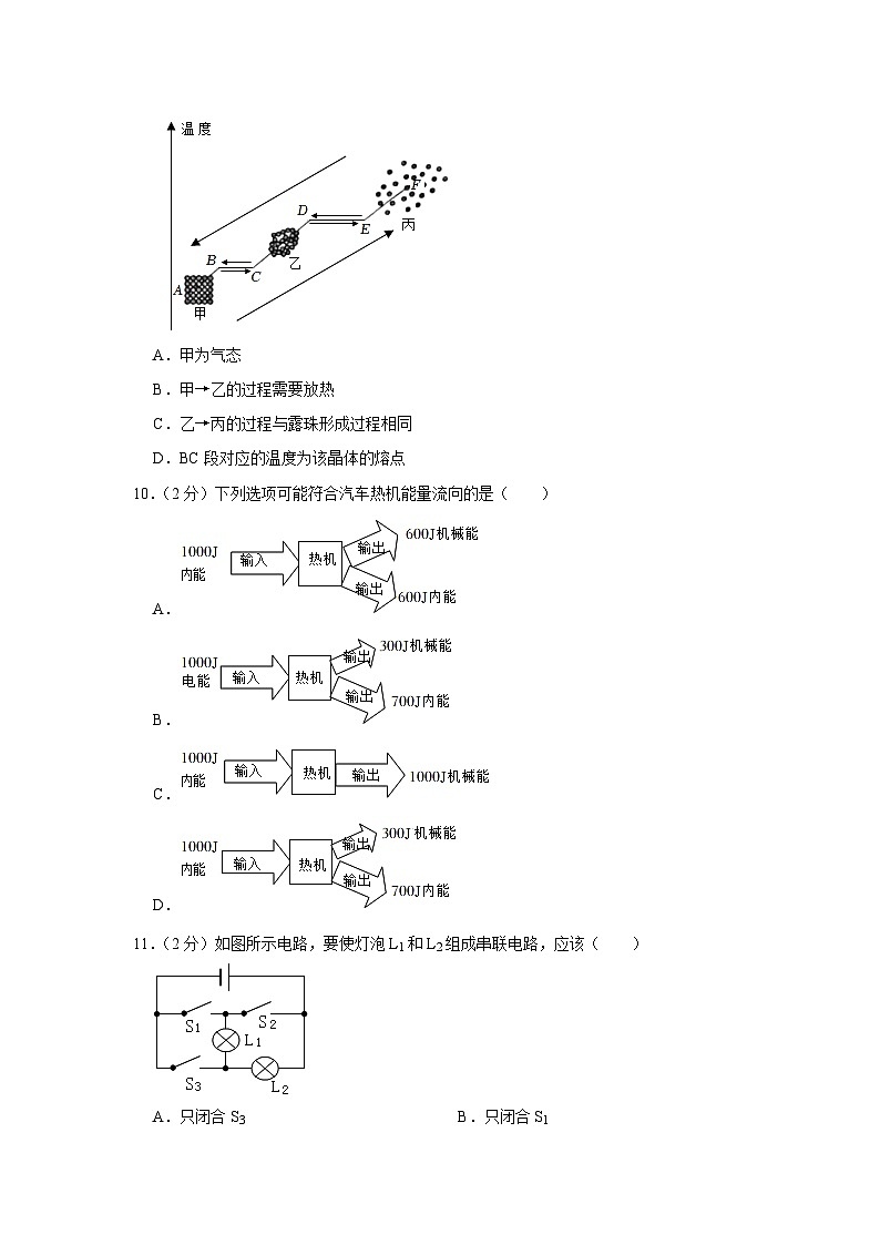 福建省廈門市集美區(qū)蔡塘學(xué)校2023-2024學(xué)年九年級(jí)上學(xué)期月考物理試卷第3頁