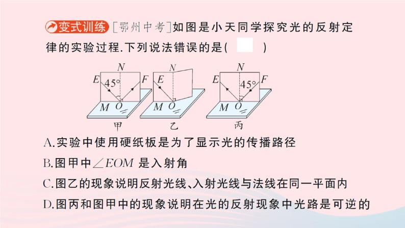 2023八年级物理上册第五章光现象第二节光的反射作业课件新版北师大版07