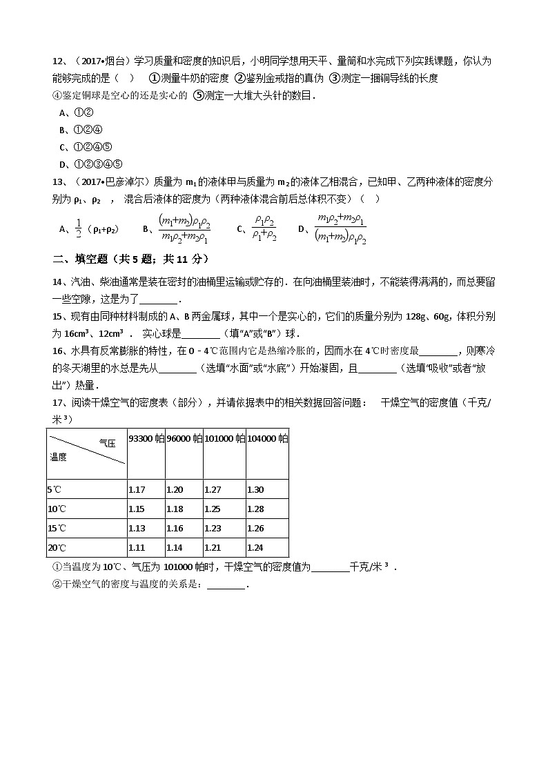 人教版物理八年级上册同步训练:第六章第四节密度与社会生活(解析版)第3页