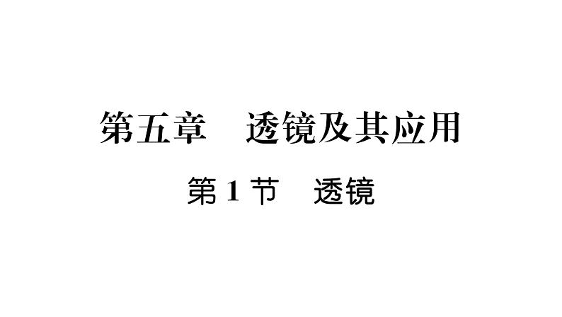 人教版八年级物理上第5章透镜及其应用第1节透镜课时训练课件PPT第1页
