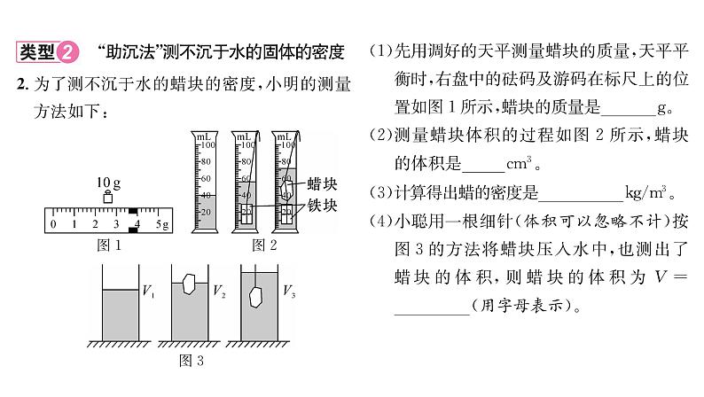 人教版八年级物理上第6章质量与密度小专题5测量物质密度的特殊方法课时训练课件PPT04