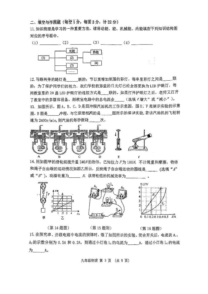 陕西省西安市工业大学附属中学2023-2024学年九年级上学期期中考试物理试题03