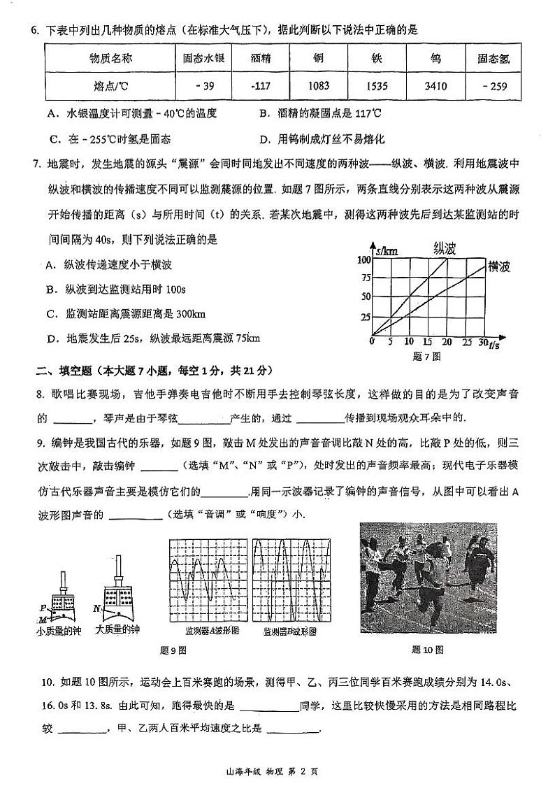 广东省珠海市香洲区珠海市凤凰中学2023-2024学年八年级上学期11月期中物理试题第2页