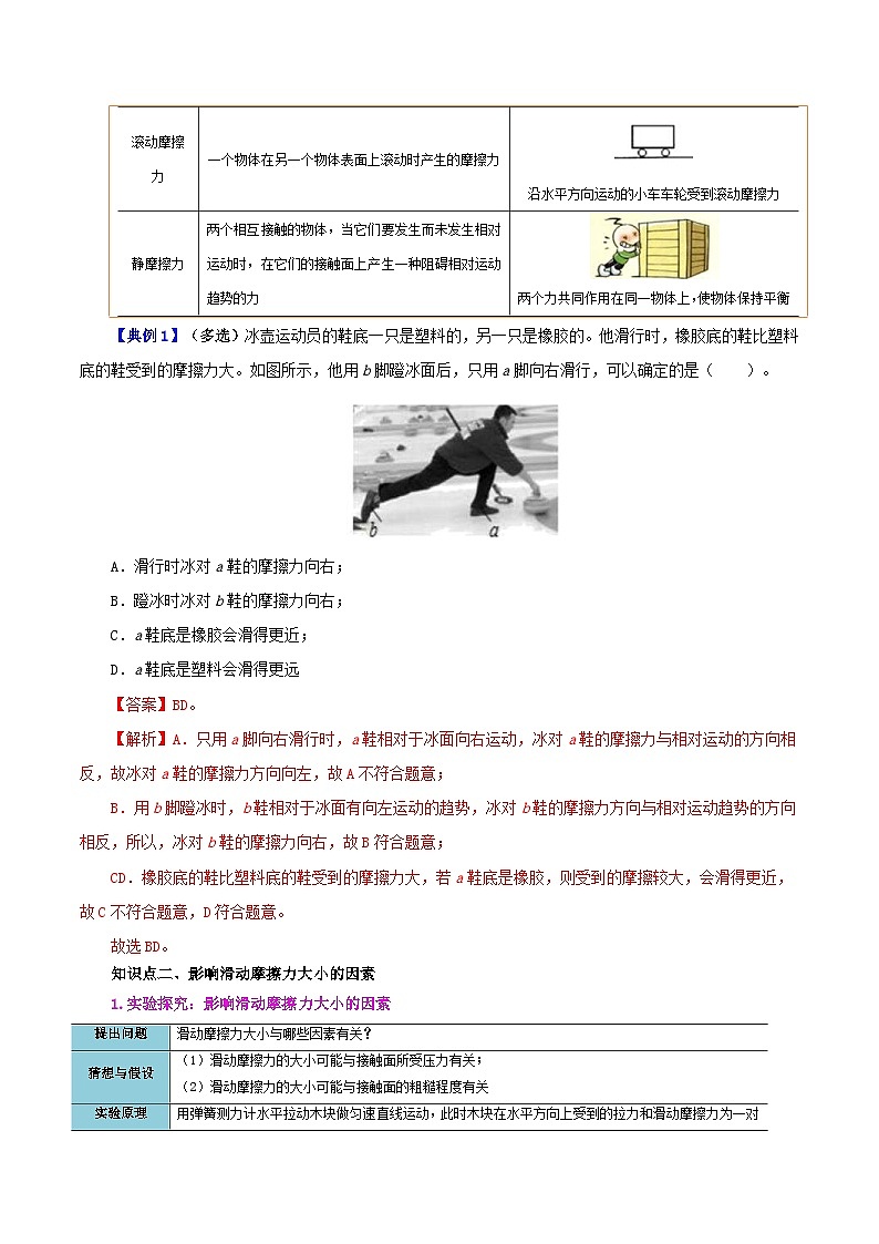 人教版物理八年级下册同步精品讲义8.3 摩擦力(2份打包,原卷版+教师版)03