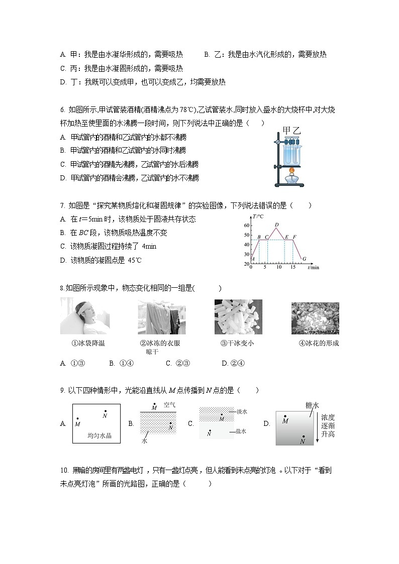 广东省广州市实验外语学校2023-2024学年八年级上学期期中考试物理试题第2页
