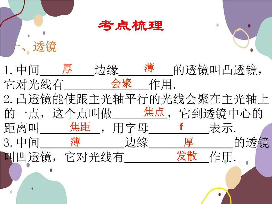 人教版物理八年級上冊第五章透鏡及其應(yīng)用復(fù)習(xí)課件第2頁