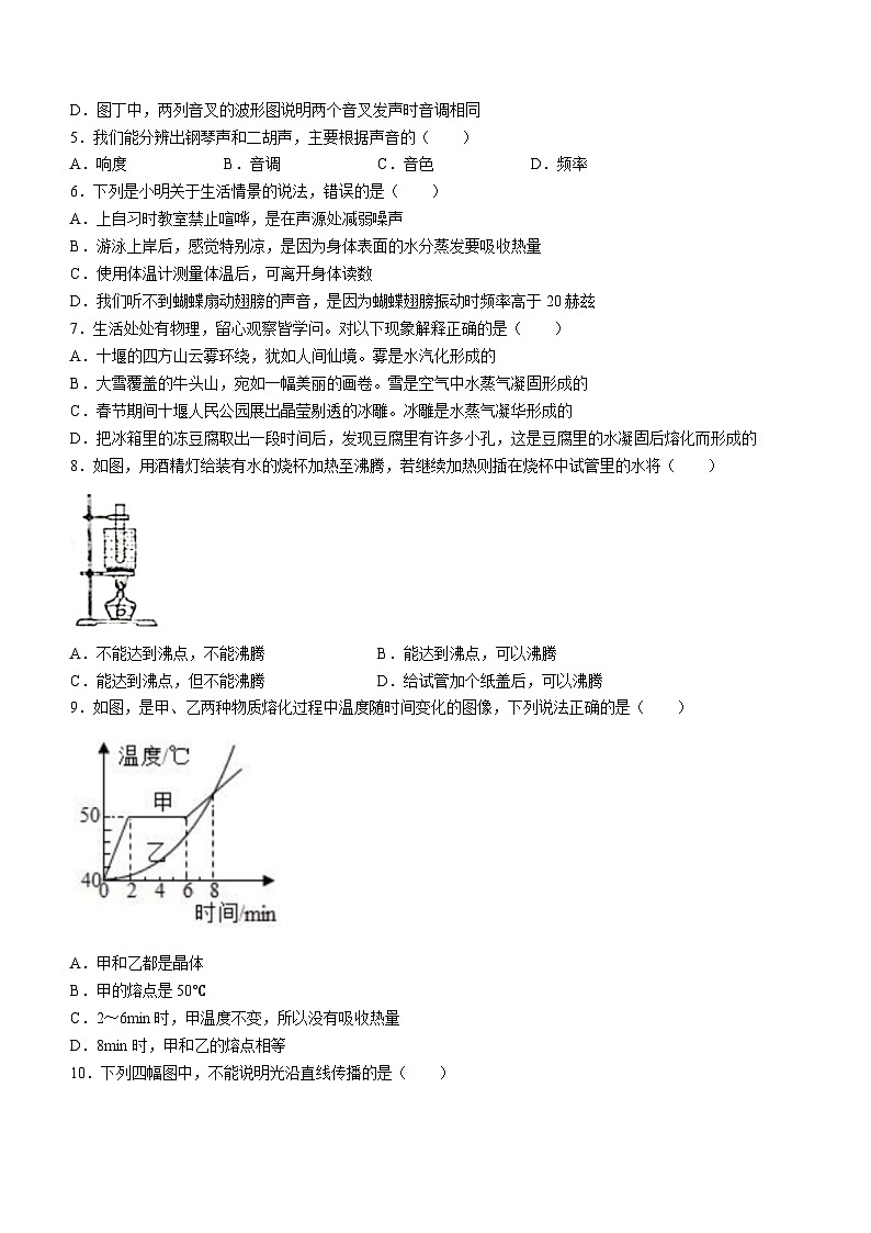 湖北省十堰市郧阳区2023-2024学年八年级上学期期中考试物理试题(无答案)第2页