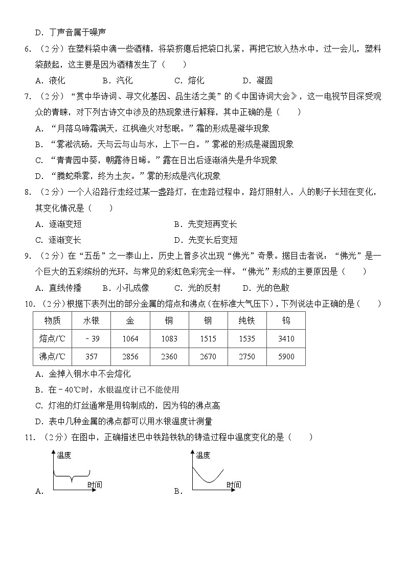 江苏省宿迁市宿豫区2023-2024学年八年级上学期期中物理试卷02