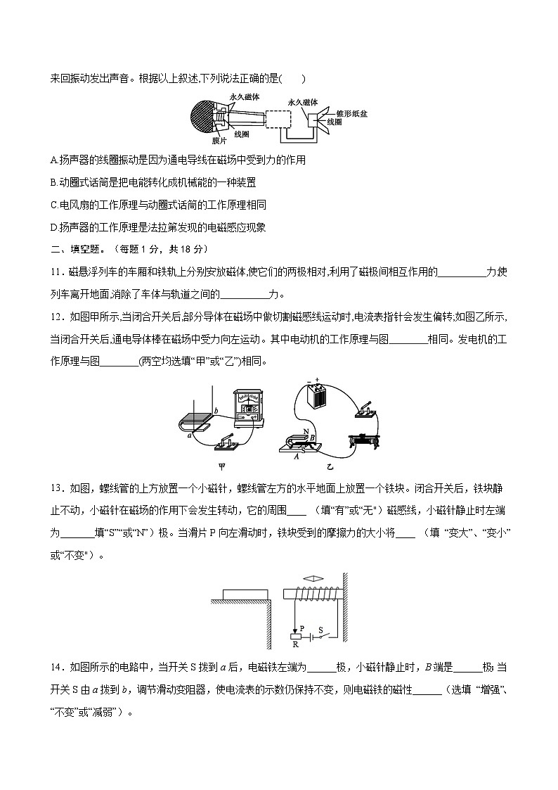 人教版九年級(jí)物理全一冊(cè) 第二十章  電與磁【章節(jié)提升檢測(cè)】（原卷版）第3頁(yè)