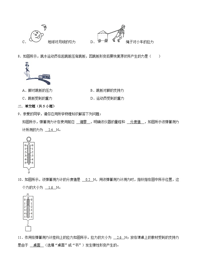 人教版八年级物理下册 7.2《弹力》分层训练 (原卷版+解析版)02