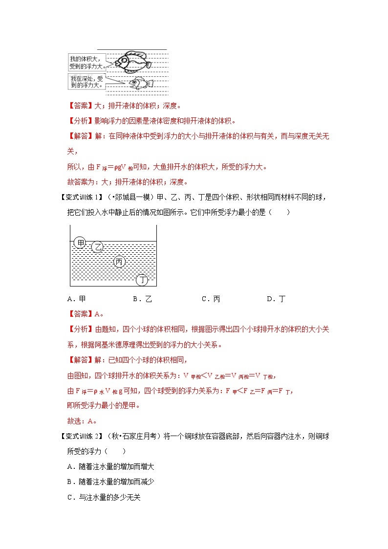 人教版八年级物理下册 10.2《 阿基米德原理》专题训练（原卷版）03