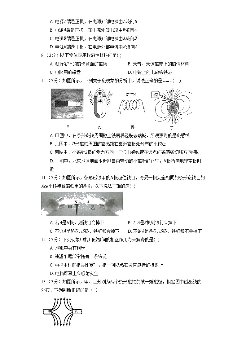 人教版物理九年級全一冊《20.1 磁現(xiàn)象 磁場》 同步練習(xí)卷（有解析）第2頁