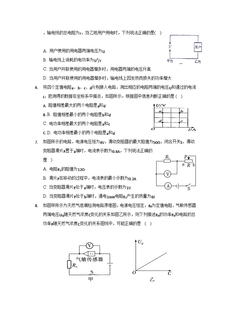 人教版物理九年級(jí)全一冊(cè) 第18章電功率單元測(cè)試（無(wú)答案）第2頁(yè)