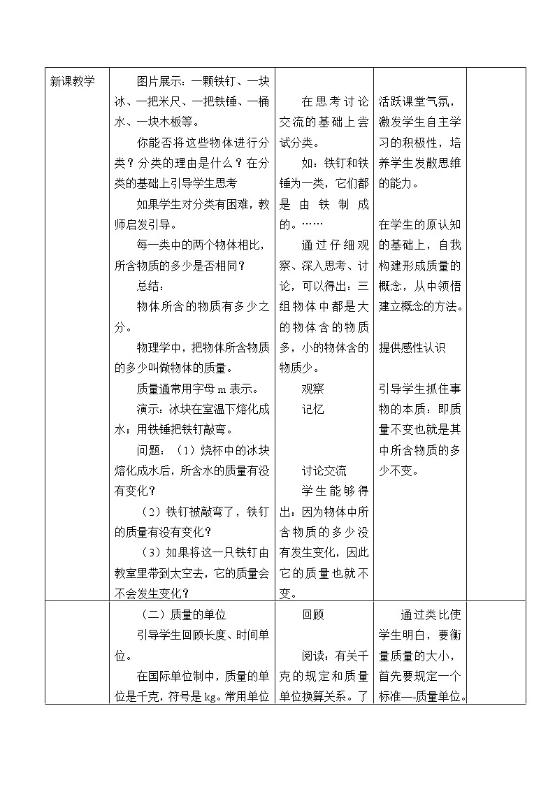 滬粵版物理八年級上冊   5.1物體的質(zhì)量_教案第2頁