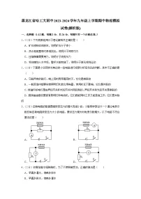 黑龙江省哈工大附中2023-2024学年九年级上学期期中物理模拟试卷+