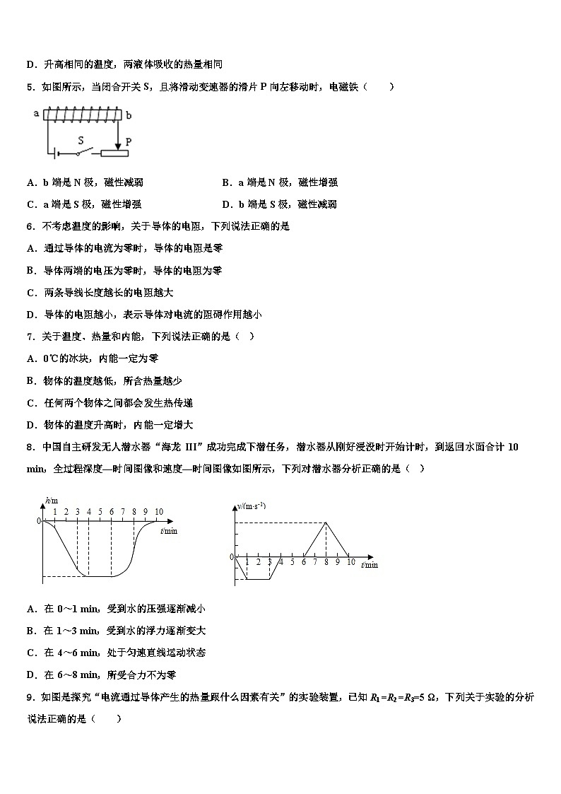 2024届安徽省物理九年级第一学期期末质量跟踪监视试题02