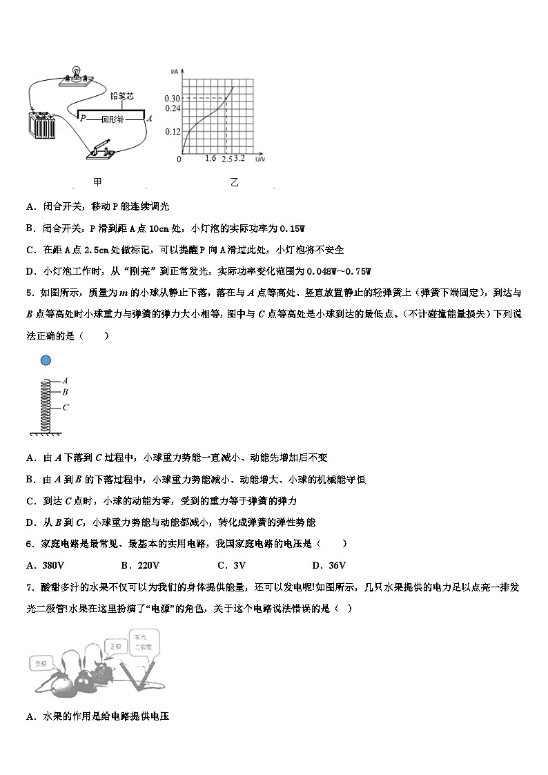浙江省2023年物理九年级第一学期期末学业水平测试试题第2页