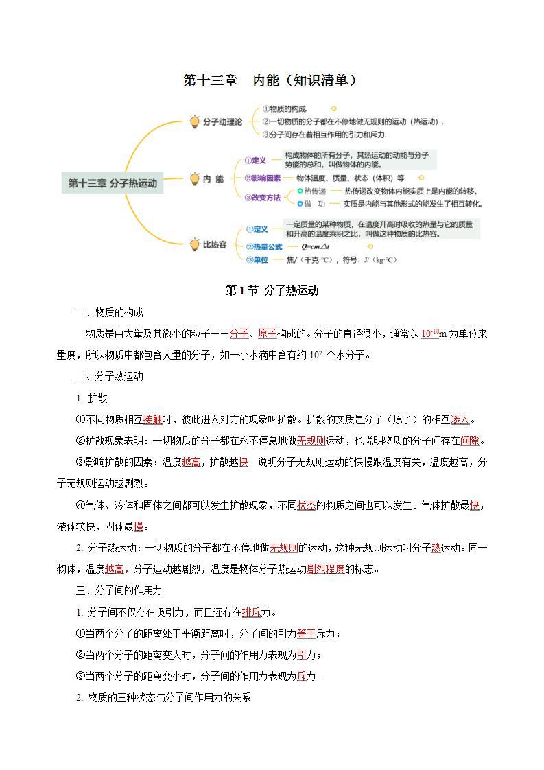 【创新课堂】 第十三章 《内能》单元课件+测试+知识清单01