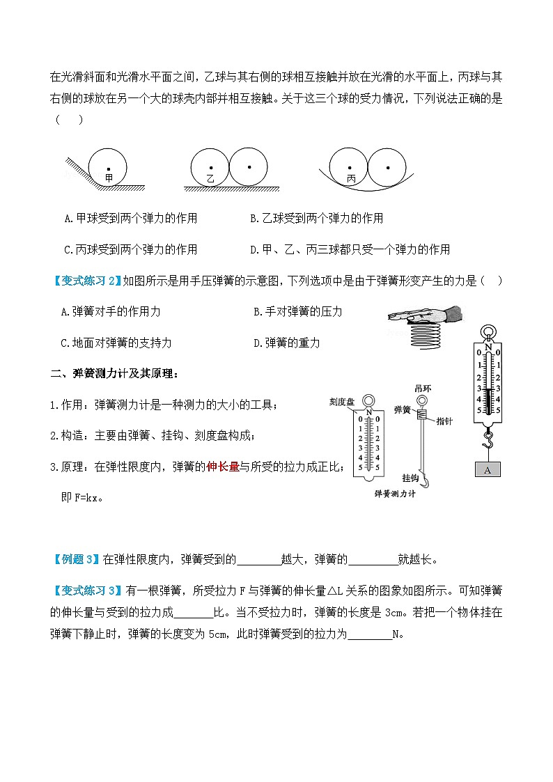 人教版八年级物理下册7.2弹力(讲义)学生版+教师版第3页