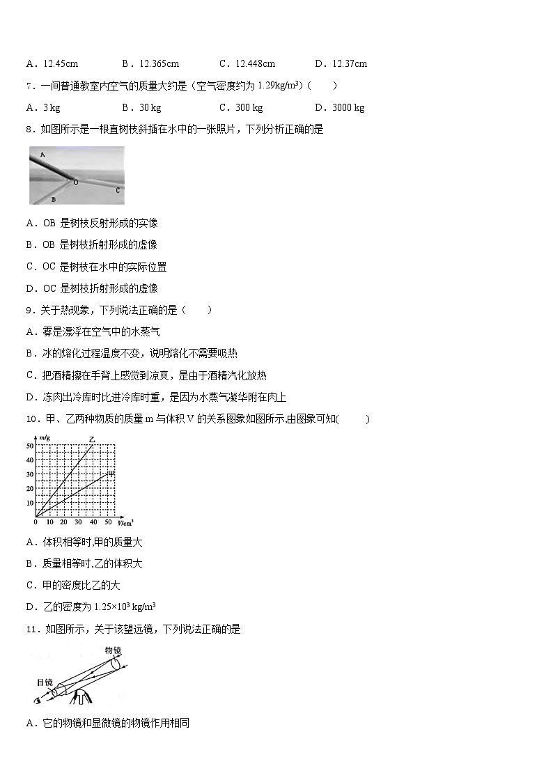 2023-2024学年云南省师宗县八上物理期末综合测试模拟试题含答案第2页