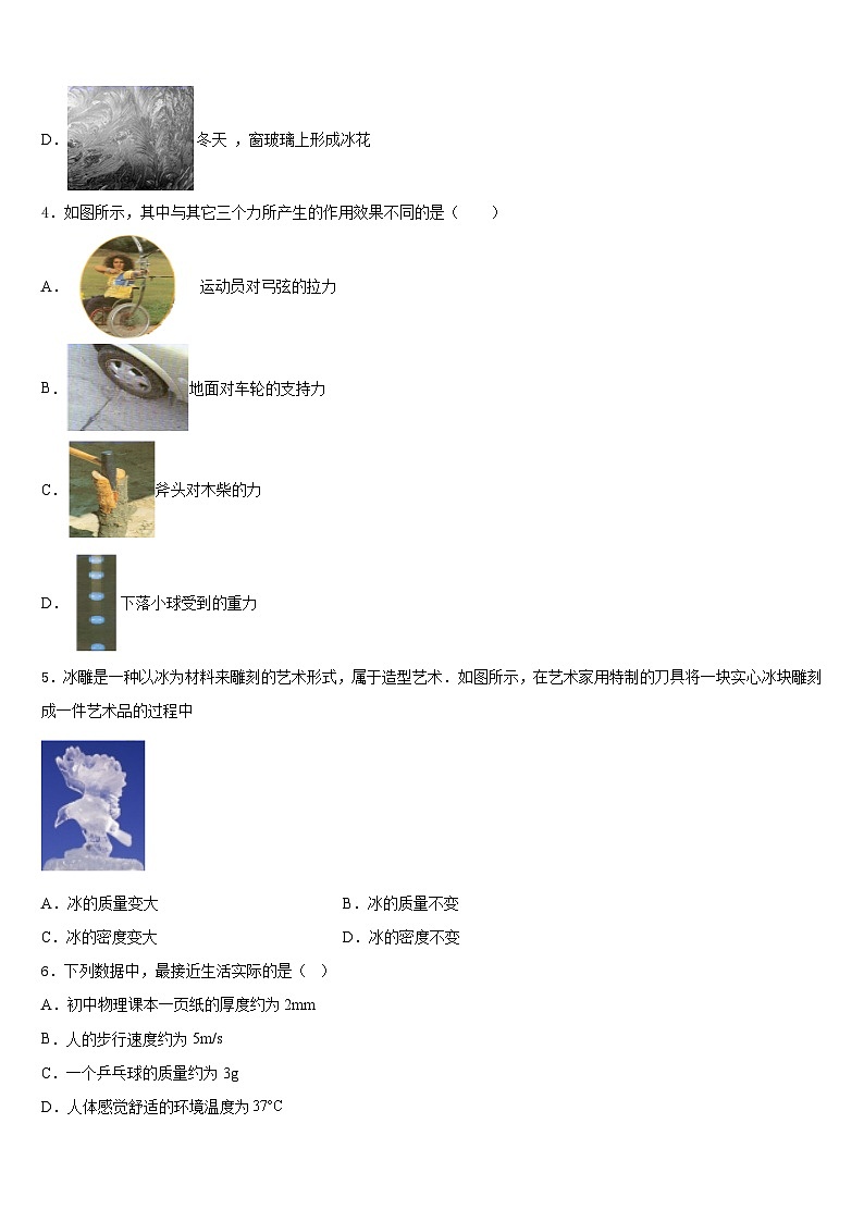 2023-2024学年内蒙古鄂尔多斯市河南中学物理八年级第一学期期末检测试题含答案第2页