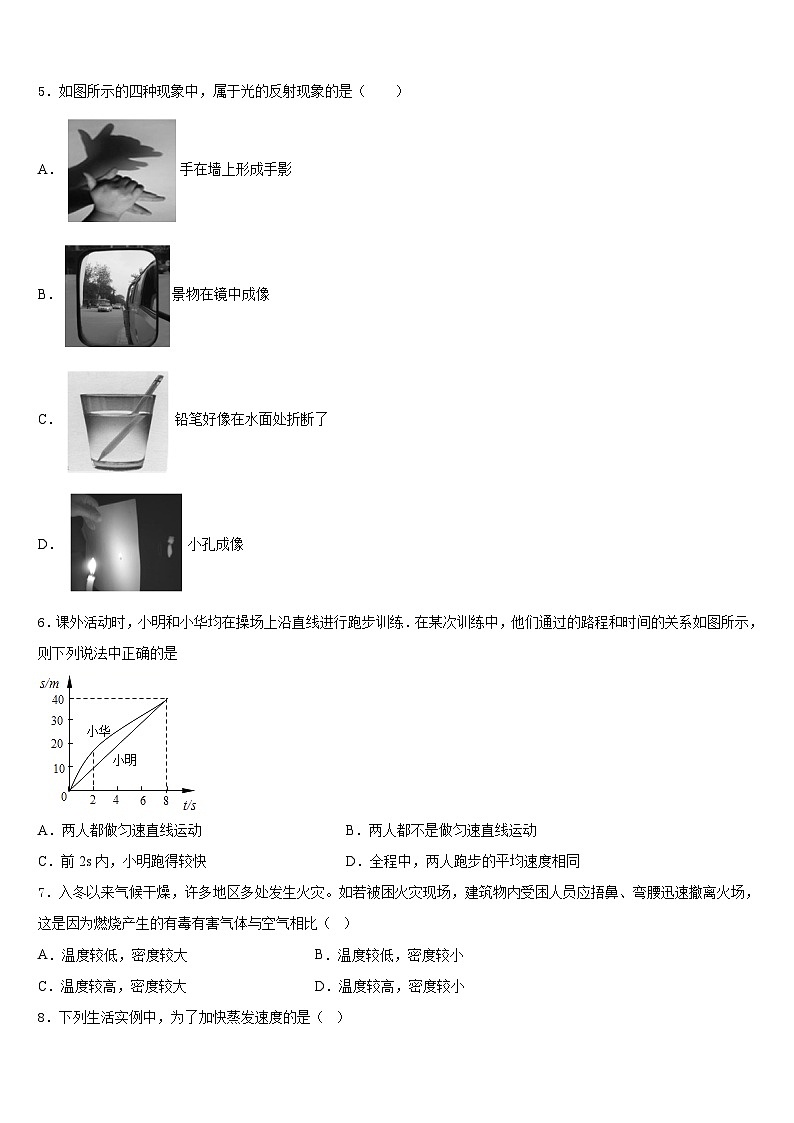 2023-2024学年四川省宜宾二中学物理八上期末监测模拟试题含答案第2页