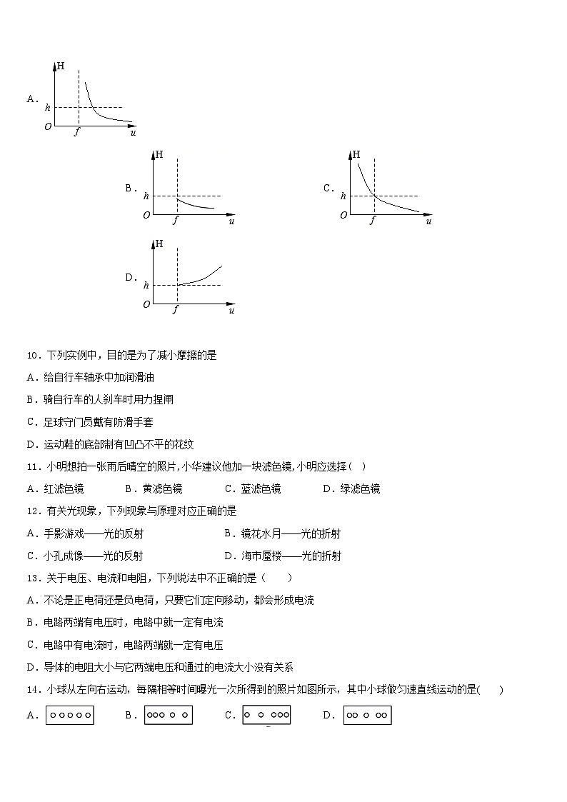2023-2024学年四川省成都市青羊区部分学校物理八上期末监测模拟试题含答案03