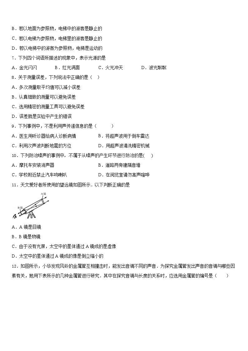 2023-2024学年四川省甘孜州道孚一中学八年级物理第一学期期末监测模拟试题含答案第2页