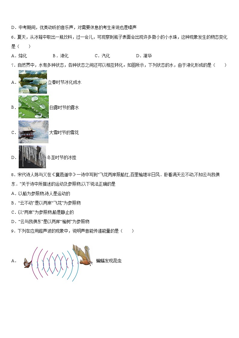 2023-2024学年安徽省合肥市庐阳区物理八年级第一学期期末检测模拟试题含答案第2页