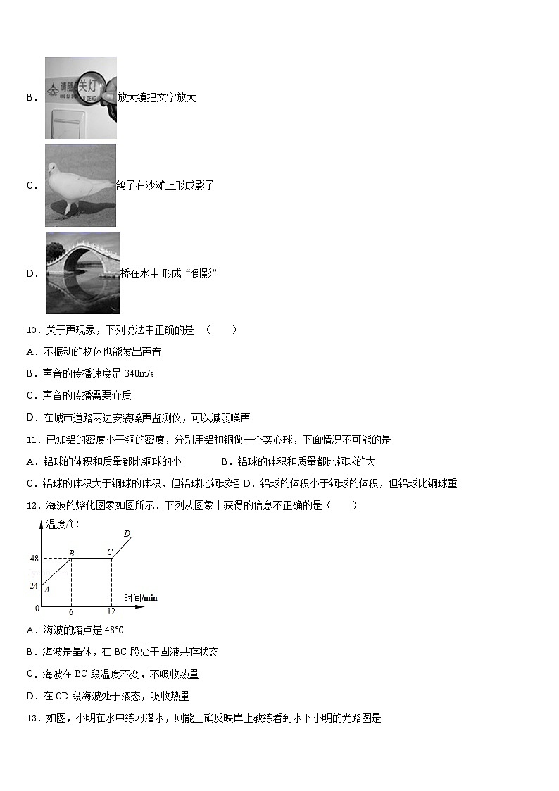 2023-2024学年安徽省合肥市一六八中学八年级物理第一学期期末达标检测模拟试题含答案第3页
