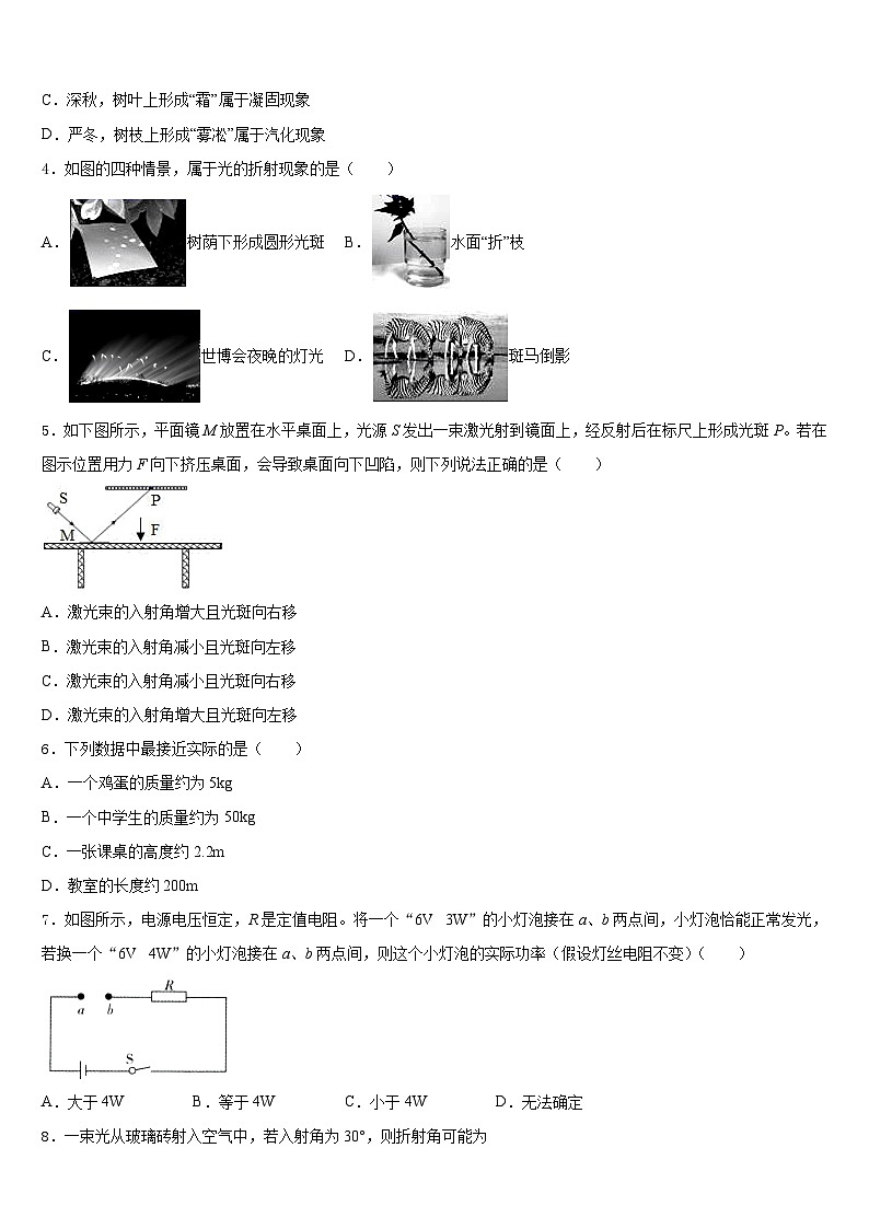 2023-2024学年安徽省合肥四十五中学物理八年级第一学期期末学业质量监测试题含答案第2页
