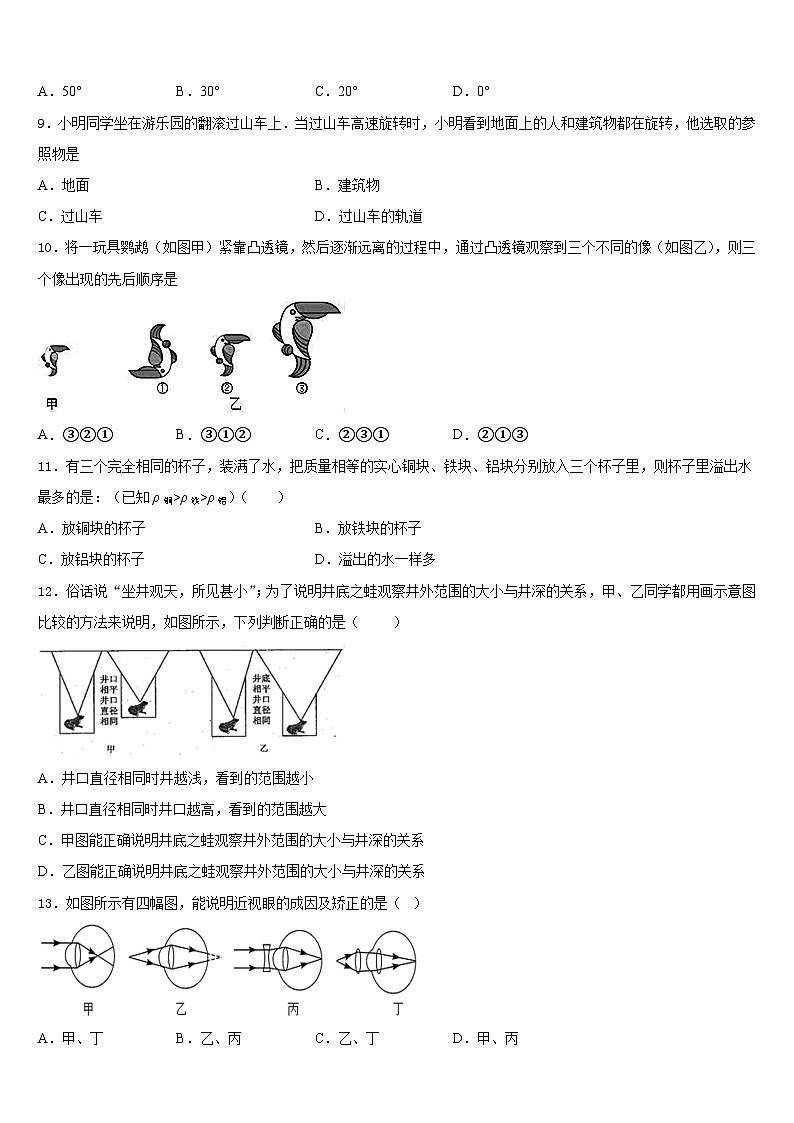 2023-2024学年安徽省合肥四十五中学物理八年级第一学期期末学业质量监测试题含答案第3页