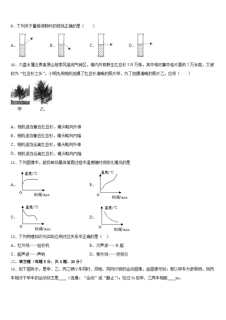 2023-2024學年安徽省六安市七校聯(lián)考八年級物理第一學期期末質量跟蹤監(jiān)視試題含答案第3頁